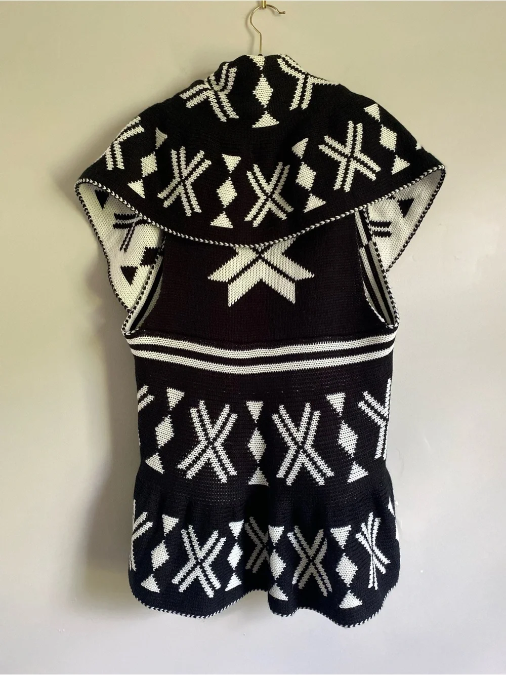 Open Front Cardigan Vest Poncho Plus size Boho Cottage Southwestern Tribal Aztec